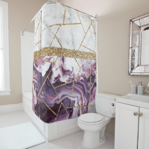Luxury Interior Marble Stone Glitter Shower Curtain