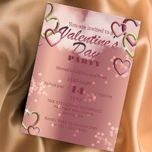 Luxury Intertwined Hearts Valentine's Day Party Invitation