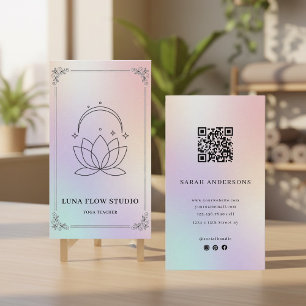 Luxury Iridescent Yoga Teacher Holographic Business Card