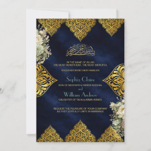 Luxury Islamic Ottoman Wedding Invitation Green