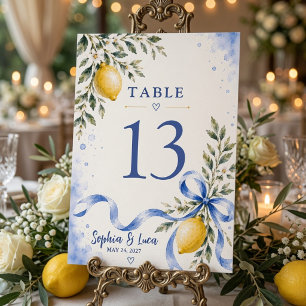 Luxury Italian Lemon Wedding Table Number