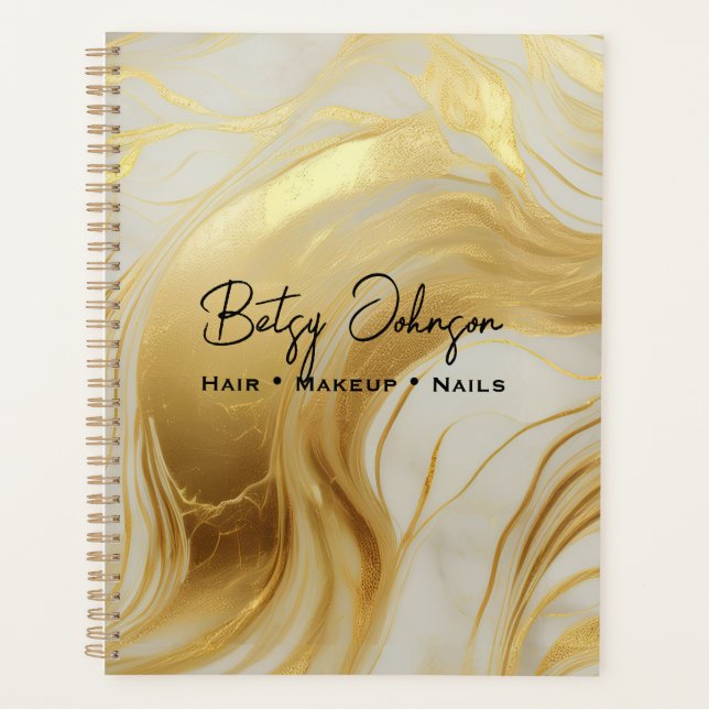 Luxury Ivory and Gold Foil Marbled Planner (Front)