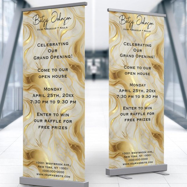 Luxury Ivory and Gold Marbled  Retractable Banner (Creator Uploaded)