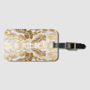 Luxury Ivory and Gold Palm Bride Luggage Tag