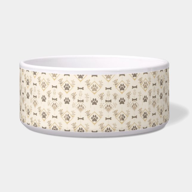 Luxury Ivory & Faux Gold Geometric Dog (Front)