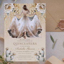 Luxury Ivory Gold Quinceañera