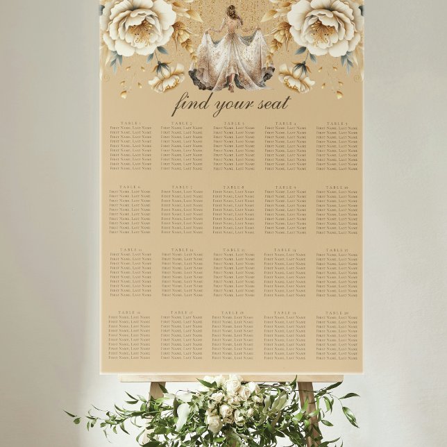 Luxury Ivory & Gold Quinceañera Seating Chart (Creator Uploaded)