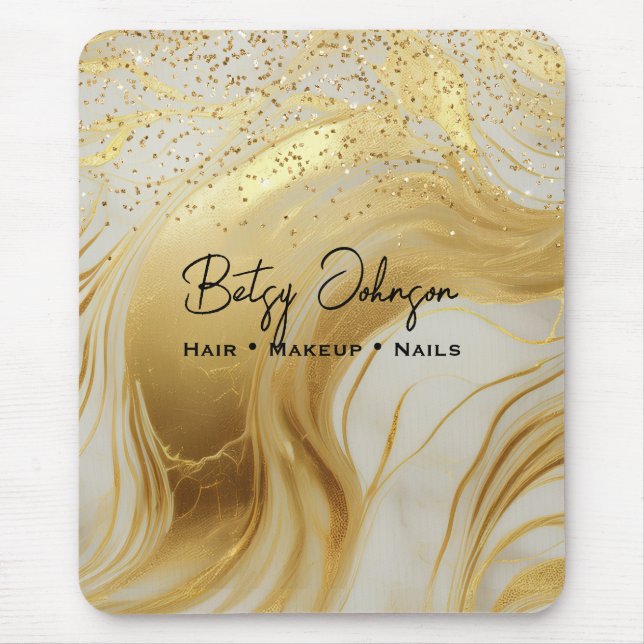 Luxury Ivory Marble Gold Glitter Mouse Mat (Front)