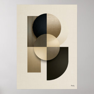 Luxury Japandi Geometric Abstract Wall Art Gold