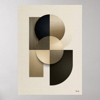 Luxury Japandi Geometric Abstract Wall Art Gold