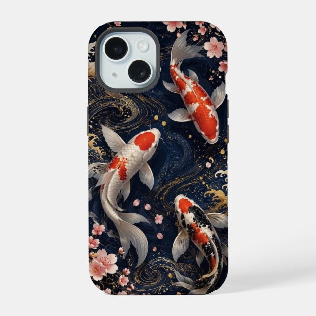 Luxury Japanese Koi Fish Phone Case for iPhone 15  (Back)