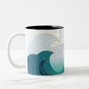 Luxury Japanese wave pattern Two-Tone Coffee Mug