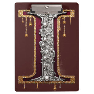 Luxury Jewel Letter I Monogram With Glitter Clipboard
