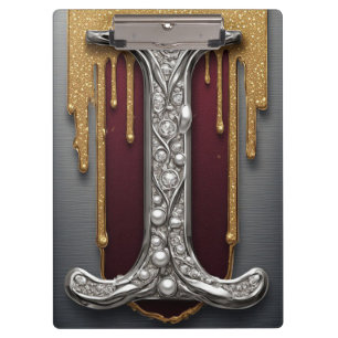 Luxury Jewel Letter I Monogram With Glitter Clipboard
