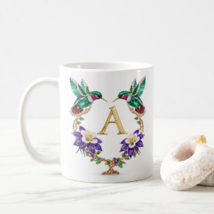 Luxury Jeweled Hummingbird Monogram A  Coffee Mug