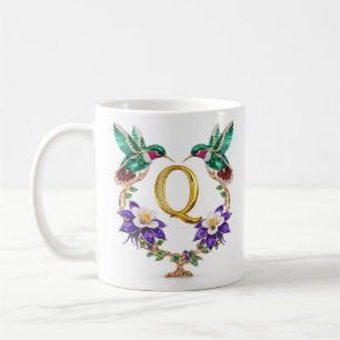 Luxury Jeweled Hummingbird Monogram Q Coffee Mug