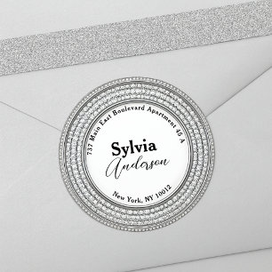 Luxury Jeweled Triple Halo Return Address Label