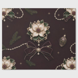 Luxury Jewelled Poinsettia Christmas Garnet Wrappi Wrapping Paper