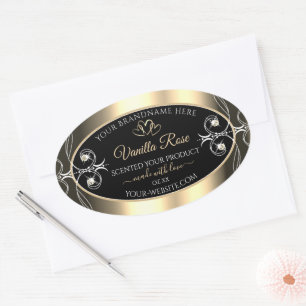 Luxury Jewels Black and Gold Decor Product Labels