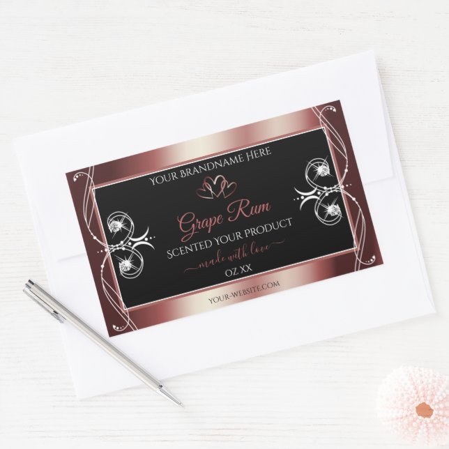Luxury Jewels Wine Red Black Decor Product Labels (Envelope)