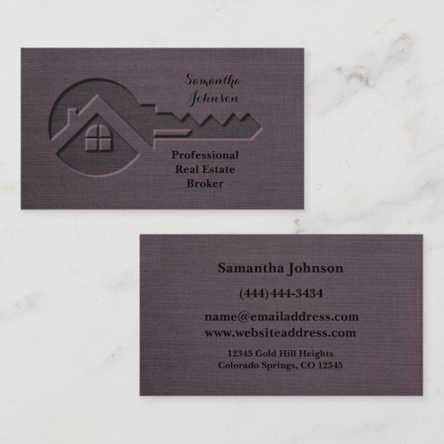 Luxury Key Blueberry Real Estate Business Card (Front/Back)