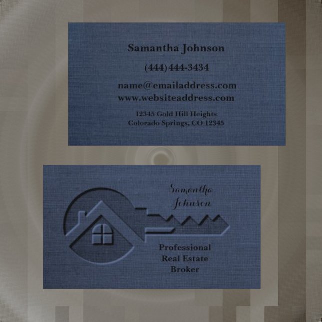 Luxury Key Sapphire Blue Real Estate Business Card (Creator Uploaded)