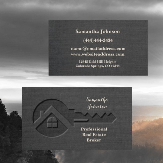 Luxury Key Slate Grey Real Estate Business Card (Creator Uploaded)
