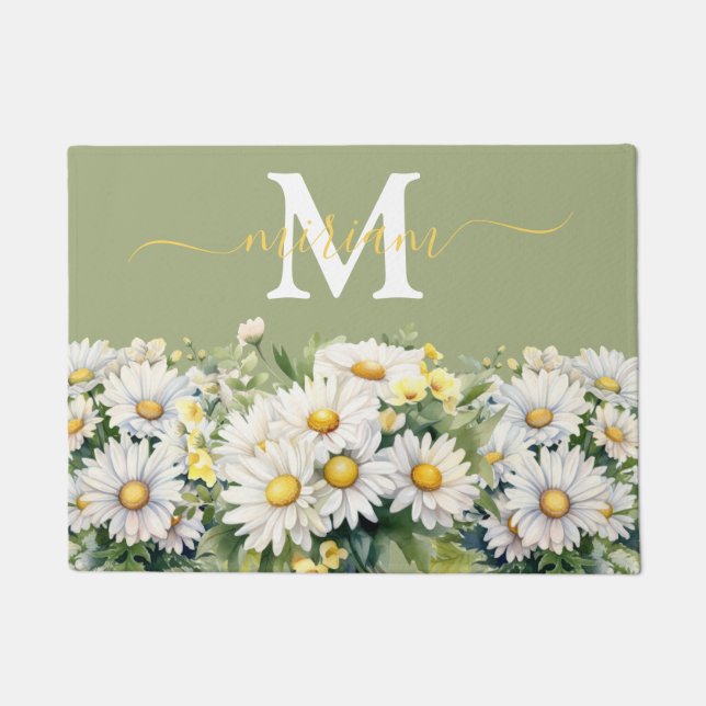 Luxury Kitchen Floor Mat: Daisies Flowers Door Mat (Front)
