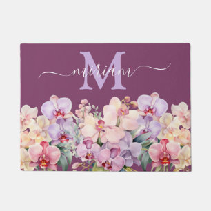 Luxury Kitchen Floor Mat: Pink and Purple Orchids Doormat