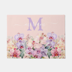 Luxury Kitchen Floor Mat: Pink and Purple Orchids Doormat