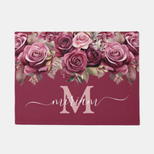 Luxury Kitchen Floor Mat: Rose Gold Purple Flowers Doormat