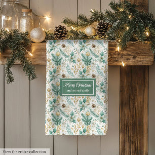 Luxury Kitchen Towel White Poinsettia Holiday