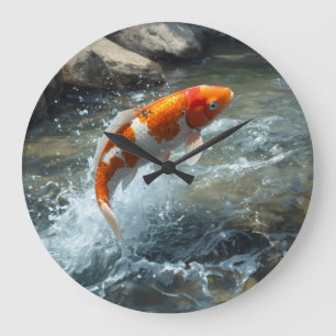 LUXURY KOI FISH ARTWORK LARGE CLOCK