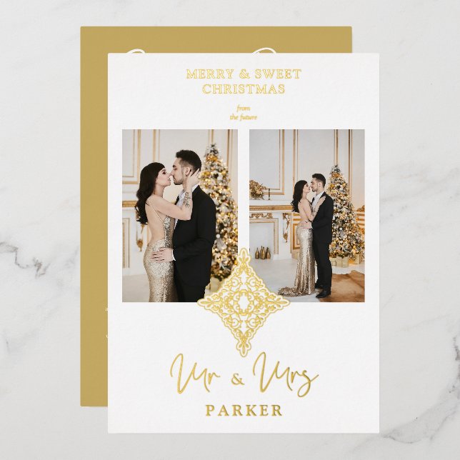 Luxury Lace MR & MRS Christmas Wedding 2 Photos (Front/Back)