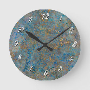 Luxury Lapis Lazuli Marble Round Clock