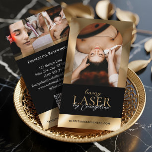 Luxury Laser Technician Spa Arch Photo Black Gold Business Card