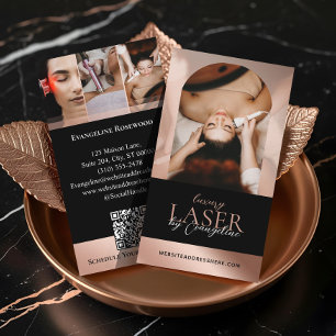 Luxury Laser Technician Spa Arch Photo Black Rose Business Card