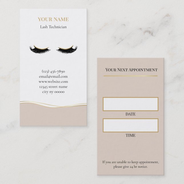 Luxury Lash Technician Appointment Card (Front/Back)