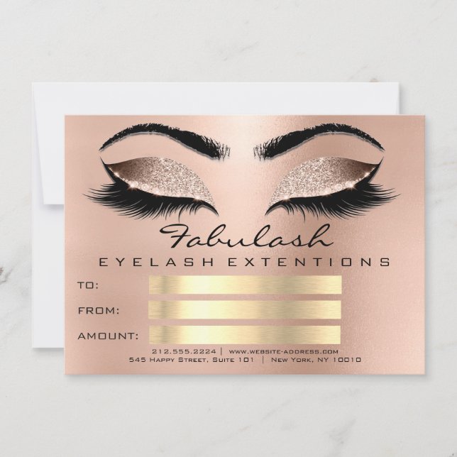 Luxury Lashes Pink Browns Makeup Certificate Gift (Front)