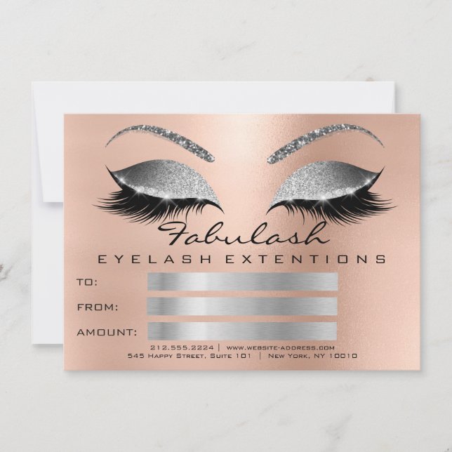 Luxury Lashes Pink Silver Makeup Certificate Gift (Front)