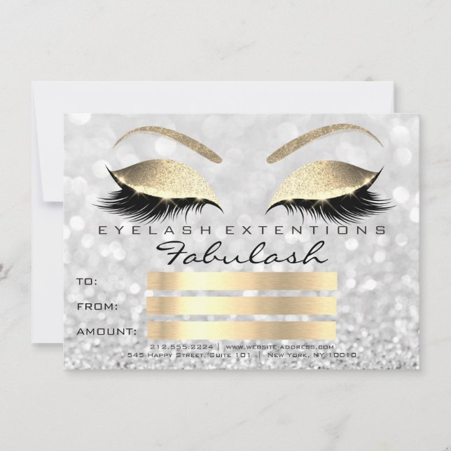 Luxury Lashes Silver Gold Makeup Certificate Gift (Front)