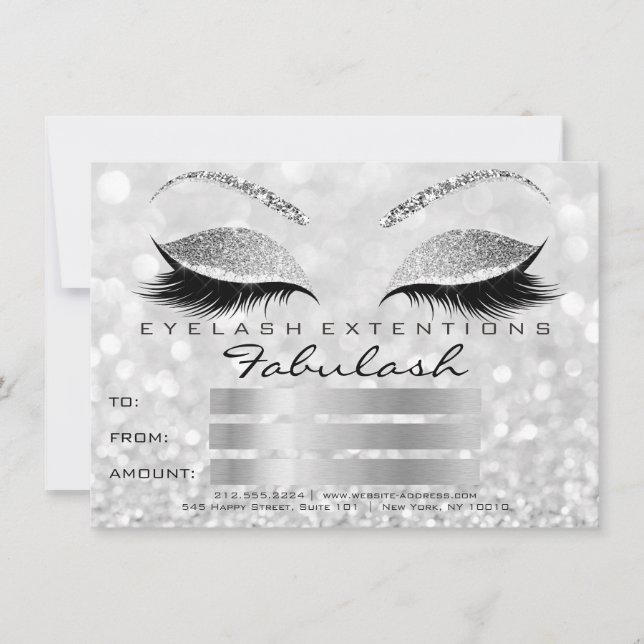 Luxury Lashes Silver Gray Makeup Certificate Gift1 (Front)