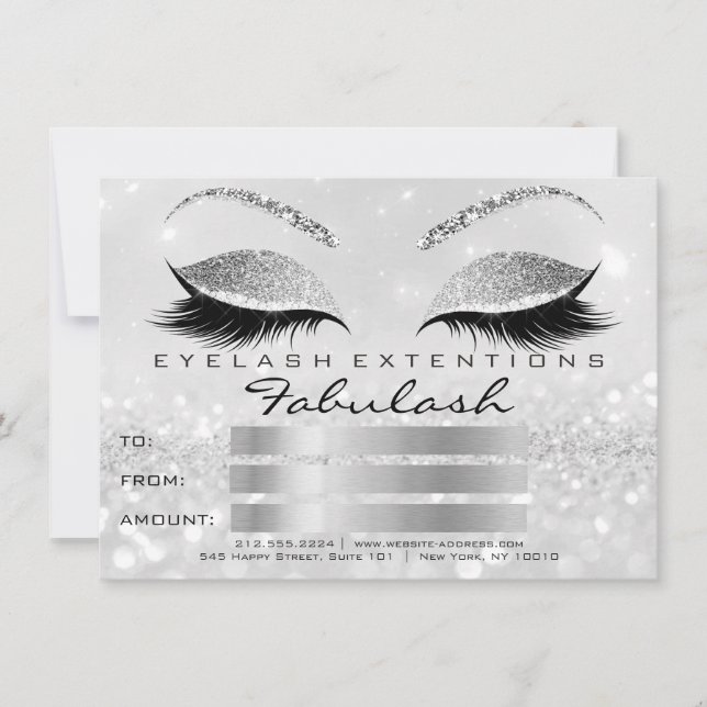 Luxury Lashes Silver Gray Makeup Certificate Gift2 (Front)