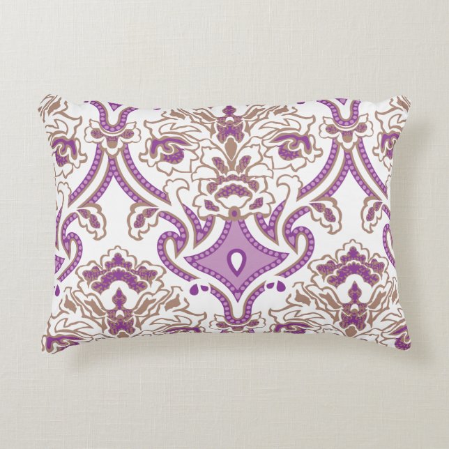 Luxury Lavender Damask Accent Pillow Gift (Front)