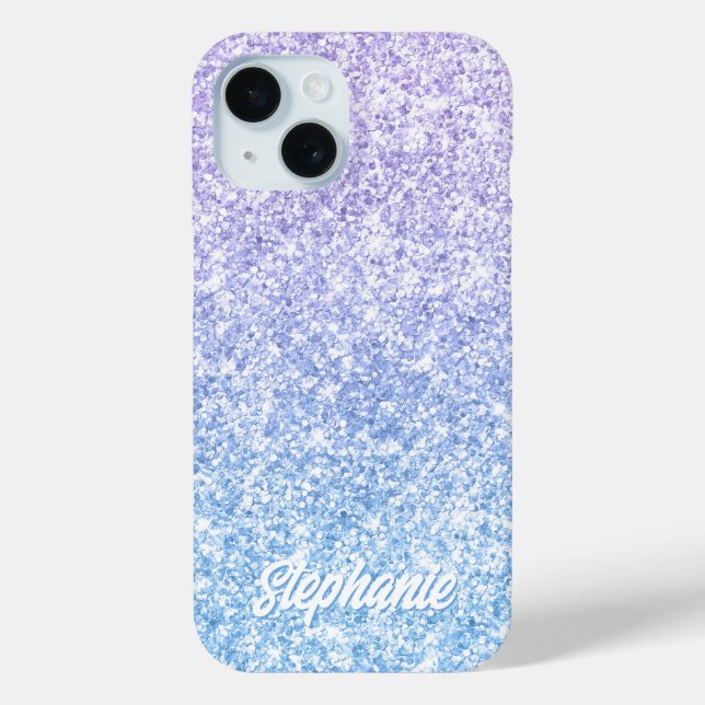 Luxury Lavender Pale Blue Glitter Gradient Case-Mate iPhone Case (Back)