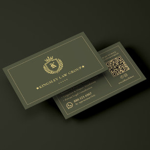 Luxury Law Firm Attorney Mobile Notary Green Crest Business Card