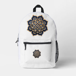 Luxury Layered Mandala Art - Midnight Blue & Gold  Printed Backpack