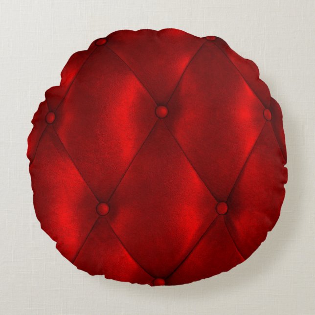 Luxury Leather: Buttoned Texture Elegance. Round Cushion (Front)