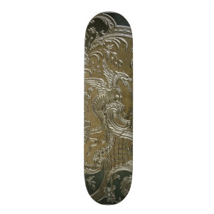 LUXURY LEATHER Gilded Silver Dragon Skateboard