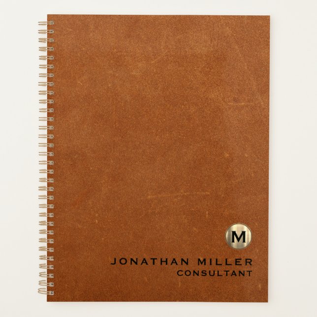 Luxury Leather Gold Monogram Appointment Book Planner (Front)